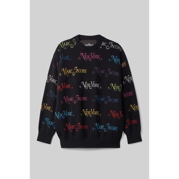 Marc Jacobs x New York Magazine Sweater Size XS Black Rainbow Metallic Wool RARE - Picture 5 of 14